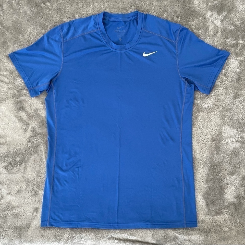Nike Dri-Fit Blue Short Sleeve Active Shirt Men's Size Large Workout Running Tee